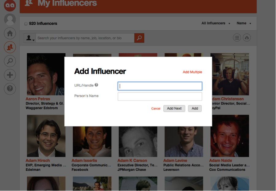 Influencer discovery on Traackr App